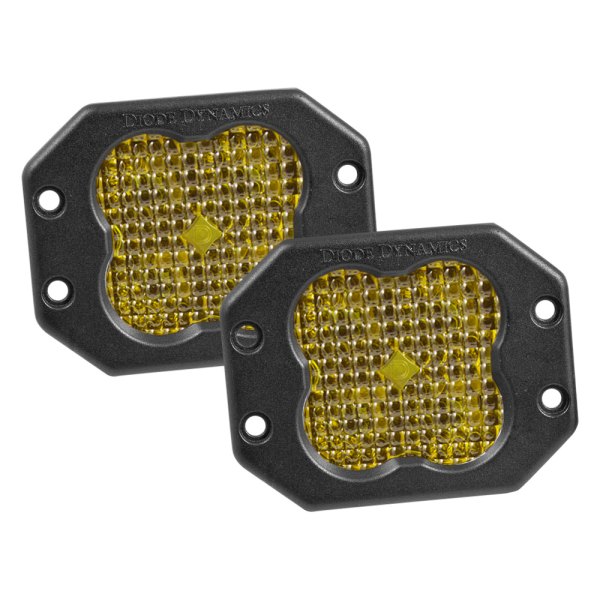 Diode Dynamics® - Stage Pro Series Flush Mount 3" 2x36W Flood Beam Yellow LED Lights