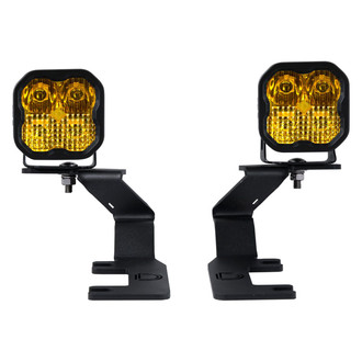 Diode Dynamics® - Hood Ditch Stage Pro Series 3" 2x36W Square Combo Beam Yellow LED Light Kit, with Amber Backlight