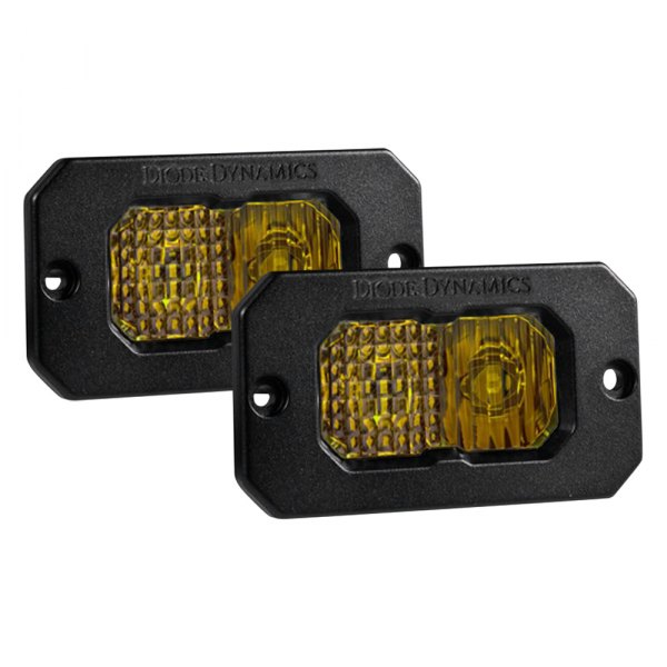 Diode Dynamics® - Stage Sport Series Flush Mount 2" 2x7.7W Combo Beam Yellow LED Lights, with Amber Backlight
