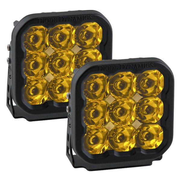 Diode Dynamics® - Stage Sport Series 5" 2x40W Square Spot Beam Yellow LED Lights