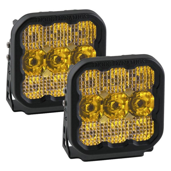 Diode Dynamics® - Stage Sport Series 5" 2x40W Square Combo Beam Yellow LED Lights