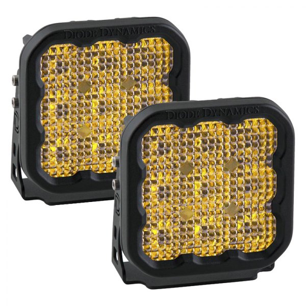 Diode Dynamics® - Stage Sport Series 5" 2x40W Square Flood Beam Yellow LED Lights
