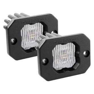 Diode Dynamics® - Stage Series C1 SAE/DOT Flush Mount 3" 20W Square Fog Beam LED Lights, with Amber Backlight
