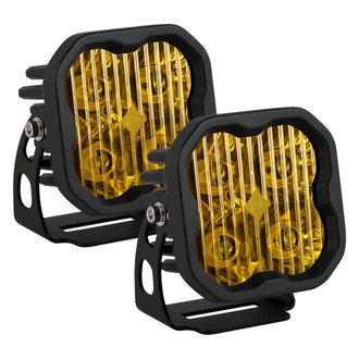Diode Dynamics® - Stage Sport Series Standard 3" 2x14.5W Square Driving Beam Yellow LED Lights, With Amber Backlight