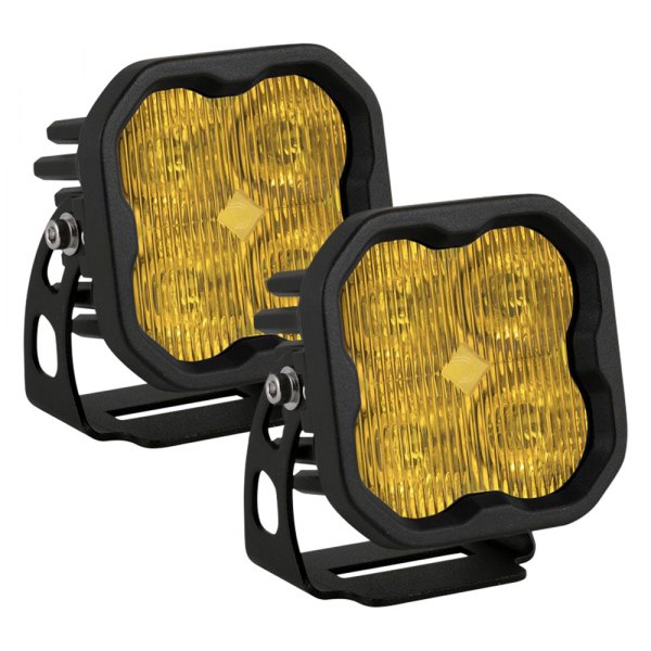 Diode Dynamics® - Stage Sport Series Standard SAE 3" 2x14.5W Square Fog Beam Yellow LED Lights, with Amber Backlight