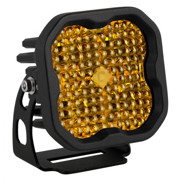 Diode Dynamics® - Stage Sport Series Standard 3" 14.5W Square Flood Beam Yellow LED Light, with Amber Backlight