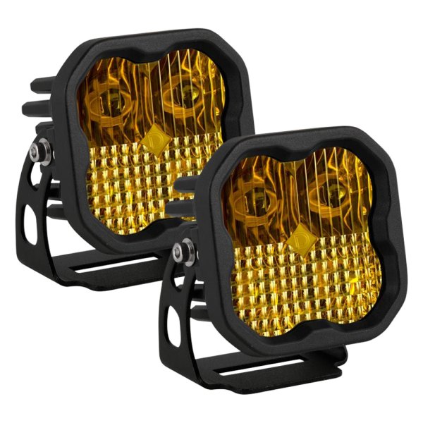Diode Dynamics® - Stage Sport Series Standard 3" 2x14.5W Square Combo Beam Yellow LED Lights, with Amber Backlight