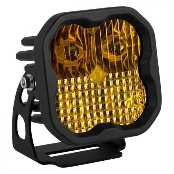 Diode Dynamics® - Stage Sport Series Standard 3" 14.5W Square Combo Beam Yellow LED Light, with Amber Backlight