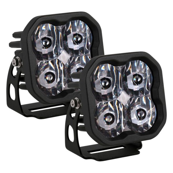 Diode Dynamics® - Stage Pro Series Standard SAE 3" 2x36W Square Driving Beam LED Lights, with Amber Backlight