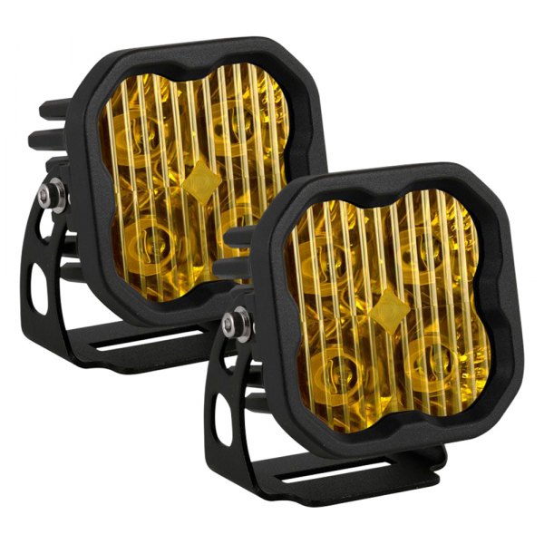 Diode Dynamics® - Stage Pro Series Standard 3" 2x36W Square Driving Beam Yellow LED Lights, with Amber Backlight