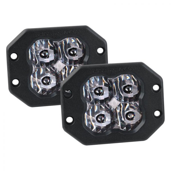 Diode Dynamics® - Stage Sport Series SAE Flush Mount 3" 2x14.5W Square Driving Beam LED Lights, with Amber Backlight