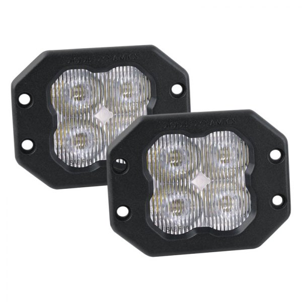 Diode Dynamics® - Stage Sport Series SAE Flush Mount 3" 2x14.5W Square Fog Beam LED Lights, With White Backlight