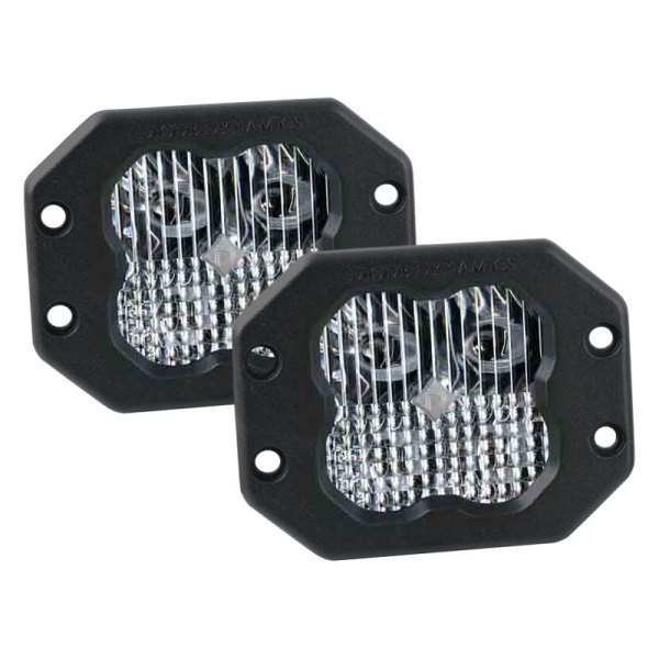 Diode Dynamics® - Stage Sport Series Flush Mount 3" 2x14.5W Square Combo Beam LED Lights, With White Backlight