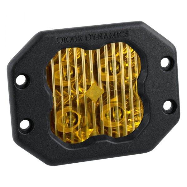 Diode Dynamics® - Stage Sport Series Flush Mount 3" 14.5W Square Driving Beam Yellow LED Light, with Amber Backlight