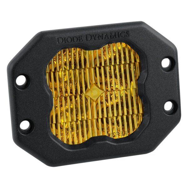 Diode Dynamics® - Stage Sport Series SAE Flush Mount 3" 14.5W Square Fog Beam Yellow LED Light, with Amber Backlight
