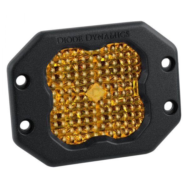 Diode Dynamics® - Stage Sport Series Flush Mount 3" 14.5W Square Flood Beam Yellow LED Light, with Amber Backlight