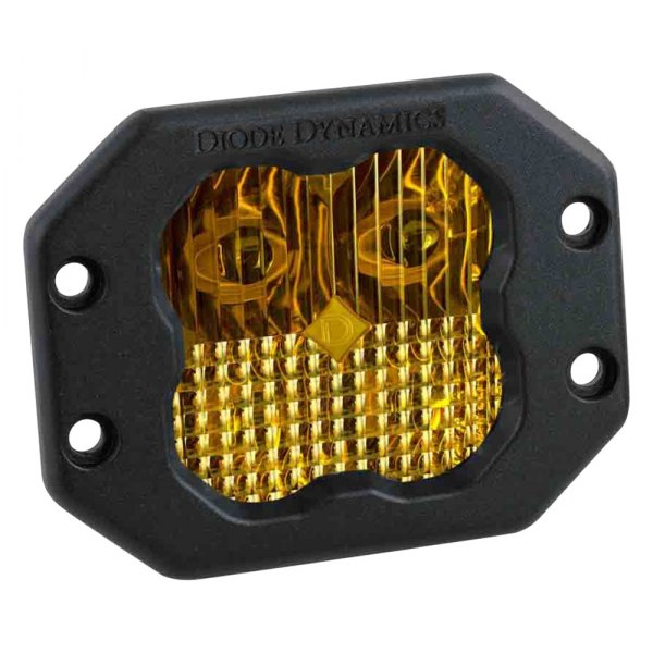 Diode Dynamics® - Stage Sport Series Flush Mount 3" 14.5W Square Combo Beam Yellow LED Light, with Amber Backlight