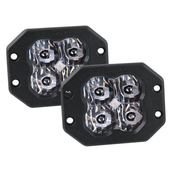 Diode Dynamics® - Stage Pro Series SAE Flush Mount 3" 2x36W Square Driving Beam LED Lights, with Amber Backlight