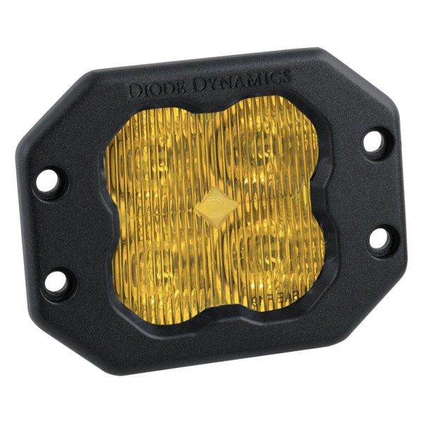 Diode Dynamics® - Stage Pro Series Flush Mount 3" 36W Square Driving Beam Yellow LED Light, with Amber Backlight