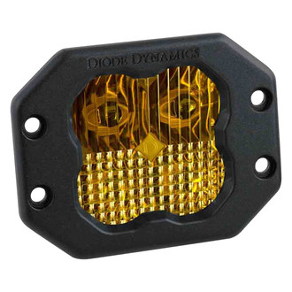 Diode Dynamics® - Stage Pro Series Flush Mount 3" 36W Square Combo Beam Yellow LED Light, with Amber Backlight