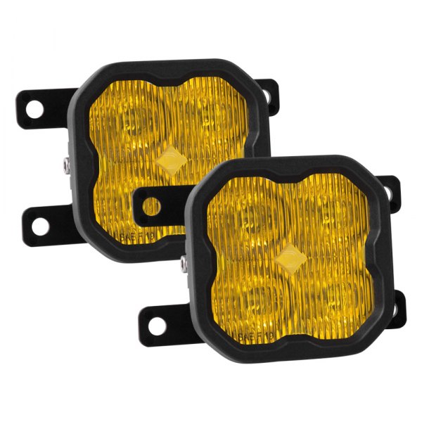 Diode Dynamics® - Fog Light Location Stage Pro Series Type AS SAE 3" 2x36W Square Fog Beam Yellow LED Lights, With Amber Backlight