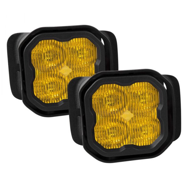 Diode Dynamics® - Fog Light Location Stage Sport Series Type F2 SAE 3" 2x14.5W Square Fog Beam Yellow LED Lights, With Amber Backlight