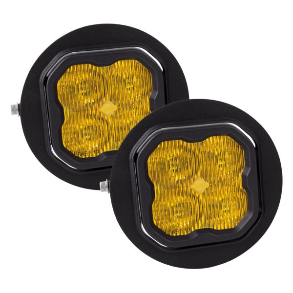 Diode Dynamics® - Fog Light Location Stage Sport Series Type FT SAE 3" 2x14.5W Square Fog Beam Yellow LED Lights, with Amber Backlight