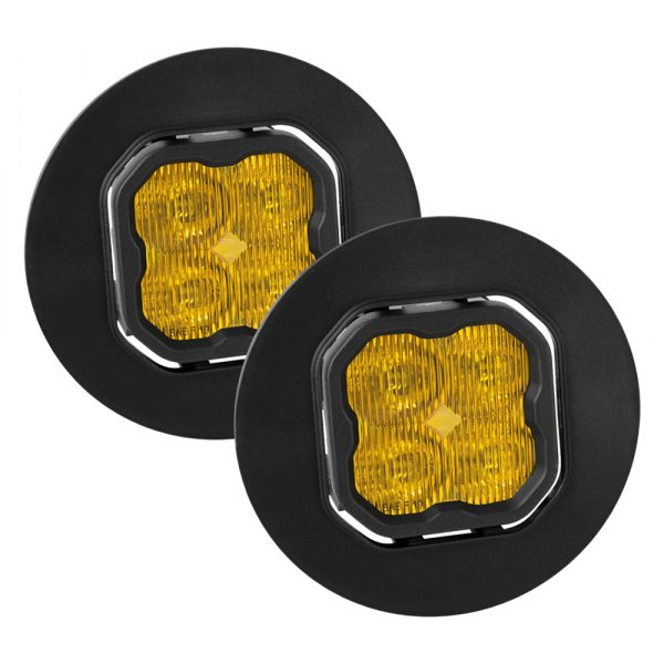 Diode Dynamics® - Fog Light Location Stage Sport Series Type GM-5 SAE 3" 2x14.5W Square Fog Beam Yellow LED Lights, With Amber Backlight