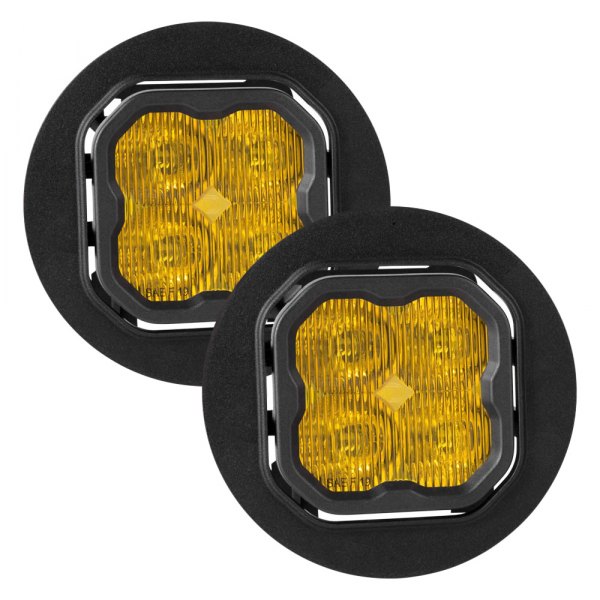 Diode Dynamics® - Fog Light Location Stage Max Series Type OB SAE 3" 2x38.5W Square Fog Beam Yellow LED Lights, With Amber Backlight