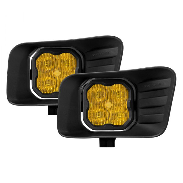 Diode Dynamics® - Fog Light Location Stage Sport Series Type RAM Horizontal SAE 3" 2x14.5W Square Fog Beam Yellow LED Lights, with Amber Backlight