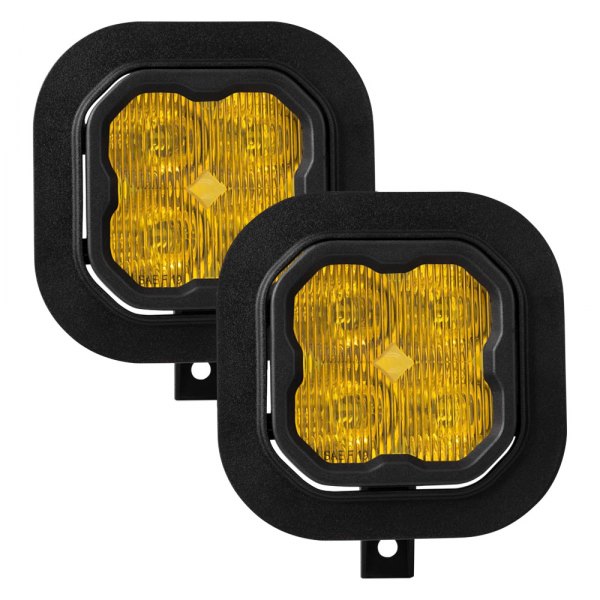 Diode Dynamics® - Fog Light Location Stage Max Series Type SD SAE 3" 2x38.5W Square Fog Beam Yellow LED Lights, with Amber Backlight