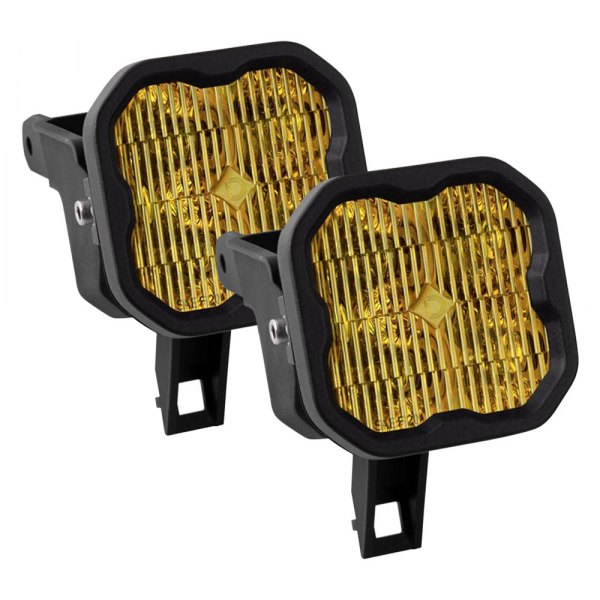 Diode Dynamics® - Fog Light Location Stage Pro Series Type SDX SAE 3" 2x36W Square Fog Beam Yellow LED Lights, with Amber Backlight
