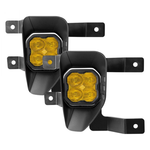 Diode Dynamics® - Fog Light Location Stage Max Series Type SV1 SAE 3" 2x38.5W Square Fog Beam Yellow LED Lights, with Amber Backlight