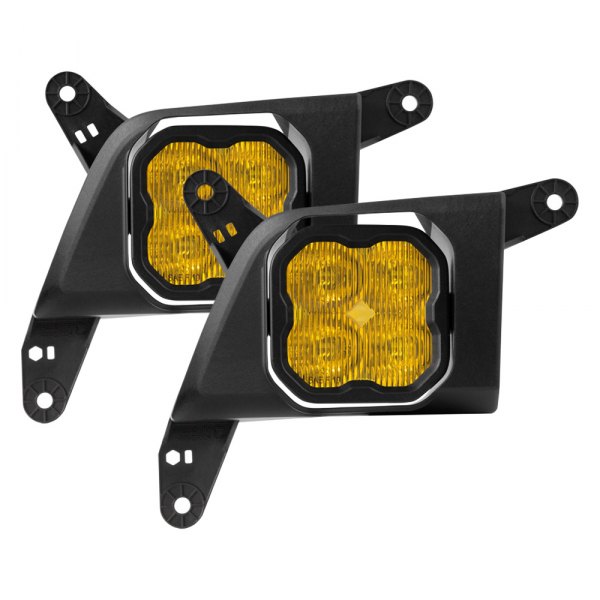 Diode Dynamics® - Fog Light Location Stage Sport Series Type SV2 SAE 3" 2x14.5W Square Fog Beam Yellow LED Lights, With Amber Backlight