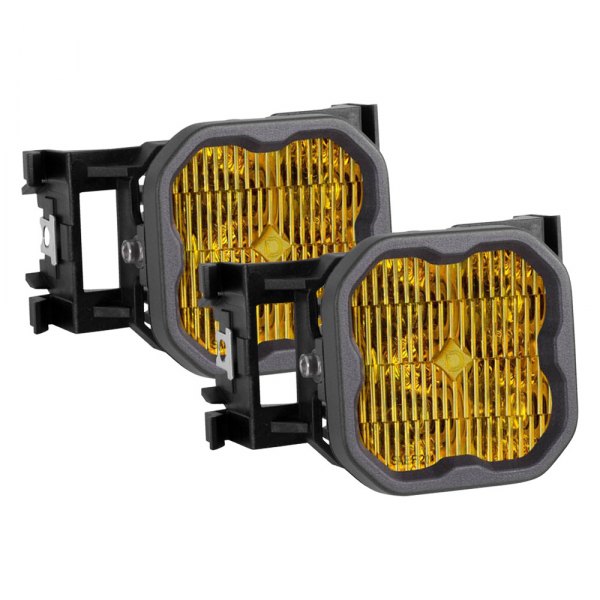 Diode Dynamics® - Fog Light Location Stage Pro Series Type X SAE 3" 2x36W Square Fog Beam Yellow LED Lights, With Amber Backlight