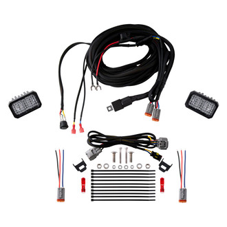 Diode Dynamics® - Rear Bumper Stage Pro Series SAE/DOT 3.3" 2x25.6W Rectangular Flood Beam LED Light Kit, With Red Backlight
