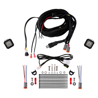 Diode Dynamics® - Rear Bumper Stage Series C1 Pro 2" 2x19.8W Square Flood Beam LED Light Kit, With Red Backlight