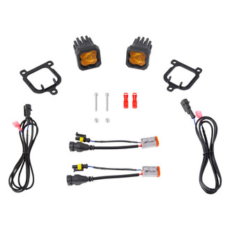 Diode Dynamics® - Fog Light Location Mounted Stage Series C1 2" 2x20W Square Fog Beam Yellow LED Light Kit
