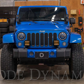 Diode Dynamics® - Front Bumper Stage Pro Series 5" 2x90W Square Combo Beam Yellow LED Light Kit, With RGB Backlight