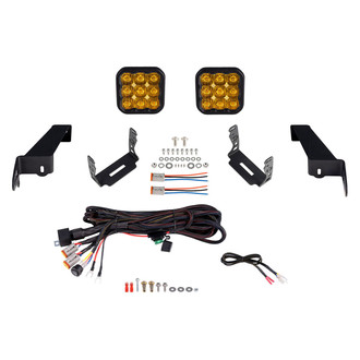 Diode Dynamics® - Front Bumper Stage Pro Series 5" 2x90W Square Driving Beam Yellow LED Light Kit, With RGB Backlight