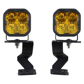 Diode Dynamics® - Hood Ditch Stage Sport Series 3" 2x14.5W Square Combo Beam Yellow LED Light Kit