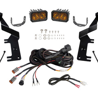 Diode Dynamics® - Hood Ditch Stage Series C2 Pro 3.3" 2x25.6W Rectangular Combo Beam Yellow LED Light Kit