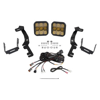 Diode Dynamics® - Hood Ditch Stage Series 5 Pro 5" 2x90W Square Combo Beam Yellow LED Light Kit