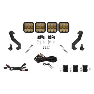 Diode Dynamics® - Grille Mounted CrossLink Sport 4-Pod 160W Combo Beam Yellow LED Light Bar Kit