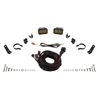 Diode Dynamics® - Roll Bar Reverse Stage Series C2 Pro 3.3" 2x25.6W Square Flood Beam Yellow LED Light Kit, with Amber Backlight