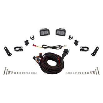 Diode Dynamics® - Roll Bar Reverse Stage Series C2 Pro 3.3" 2x25.6W Square Flood Beam LED Light Kit, With Red Backlight