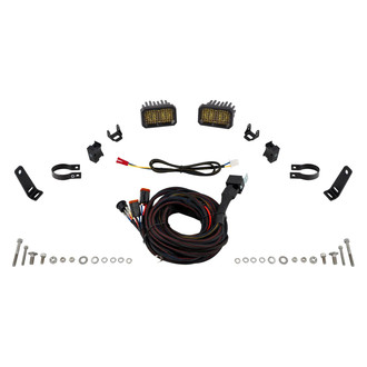 Diode Dynamics® - Roll Bar Reverse Stage Series C2 Pro 3.3" 2x25.6W Square Flood Beam Yellow LED Light Kit, with Amber Backlight