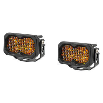 Diode Dynamics® - C2 Pro Standard Series 2" 2x25.6W Flood Beam Yellow LED Lights, with Amber Backlight