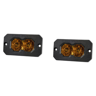 Diode Dynamics® - C2 Sport Series Flush Mount 2" 2x7.7W Combo Beam Yellow LED Lights, with Amber Backlight