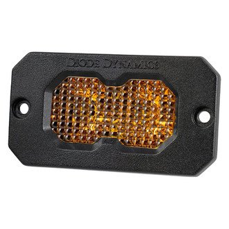 Diode Dynamics® - C2 Pro Standard Series Flush Mount 2" 25.6W Flood Beam Yellow LED Light, with Amber Backlight